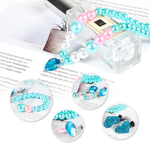 Hifot Kids Jewelry Little Girls Plush Handbag Necklace Bracelet Earrings Ring Hair Clips Set, Princess Costume Jewelry Party Favors Gift for Dress up Pretend Play (3-8 Years) - Thumbnail 2