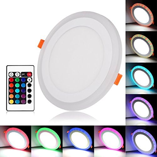 JZLiner LED Panel Light Dimmable 6W+ 3W 720LM RGB Color Changing LED Recessed Lighting, Cut Hole: 4.1-Inch Day White Ultra Slim LED Kitchen Light Fixture With LED Driver