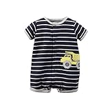 Carters Baby Boys 1-piece Appliqué Snap-up Cotton Romper (9 Months, Navy Truck)