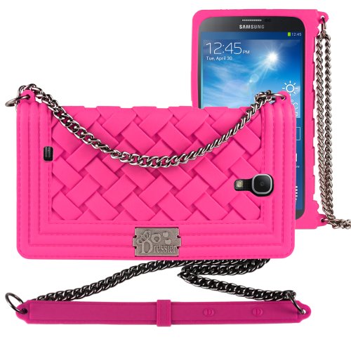 Galaxy Mega 6.3 Case, Dressier Braid Purse Wallet Design Case for Samsung Galaxy Mega 6.3 HOT PINK with Shoulder Chain Strap