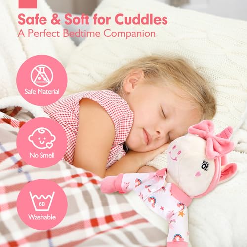 hahaland Peluches Unicornios para Niñas 3-8 años, Dress-up Muñecas Trapo con 3 Set de Ropa & Bolsa, Juguetes Precioso Regalos Niña 3 4 5 6 años