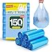 Trash Bags Adroitbear 5 Gallon Kitchen Trash Bags Strong Material Small Size 17.7 x 23.6 Inch for Office Home Waste Bin 150 Counts (Blue)