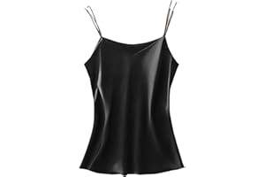 Satin Tank Tops Womens Camisole Sleeveless V Neck Spaghetti Strap Going Out Cami Shirts Loose Comfy Solid Blouses