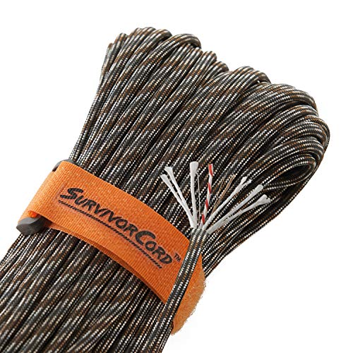 Titan SurvivorCord | Nightshade | 100 Feet | Patented Military Type III 550 Paracord/Parachute Cord (3/16" Diameter) with Integrated Fishing Line, Fire-Starter, and Utility Wire