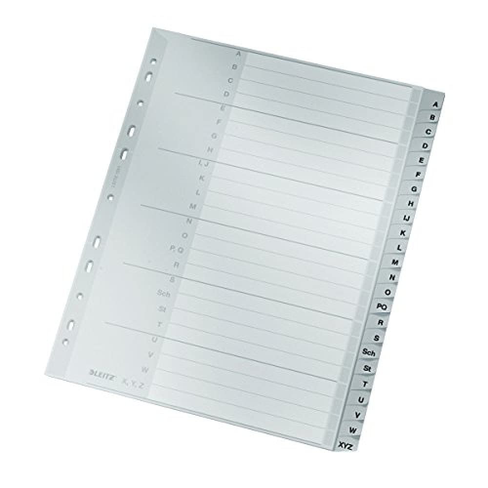 Esselte Leitz A-Z Plastic dividers, A4, PP, 24 Sheets Grey