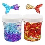 BESTZY Fluffy Fishbowl Slime - 2 Cans Idea Crystal Clear Slime Fishtail Fishbowl Beads, Super Soft Non-Sticky, Boys Girls (120ml Each One)