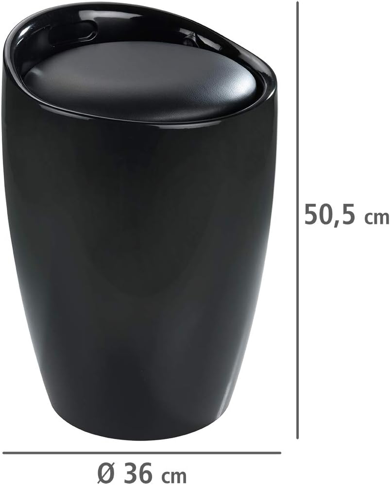 WENKO 20630100 Bathroom stool Candy Black - laundry collector, Acrylonitrile-Butadiene-Styrene (ABS), 36 x 50.5 x 36 cm, Black - Image 4