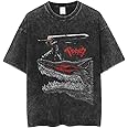 Y2K Tops Men's 90s Vintage Berserk Anime Graphic Shirts Summer Casual Tee Streetwear Harajuku Top Tshirt