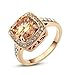 Yoursfs Halo Ring Rose Gold Plated Women Fashion Jewelry Yellow Stone Cocktail Vintage Amber Crystal Ring Size 7 Gift