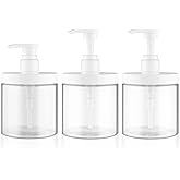 DynnnDy 3 Pack of 500ml/16.9oz Empty Clear Pump Bottles Large Capacity Plastic Shampoo Dispenser Jars Refillable Toiletries Containers for Lotions Liquid Soaps Massage Oils Detergent