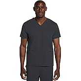 Cherokee Men's V-Neck Scrub Top with 3 Pockets, High-Low Rounded Hem, and Back Yoke Seam for Comfort - CK719A
