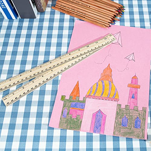 Koogel Wooden Rulers, 36 PCS 2 Scales 30cm & 12 Inches Straight Rulers for Office Home Math Science Class School Supplies Teaching Materials Drafting Tools Kits