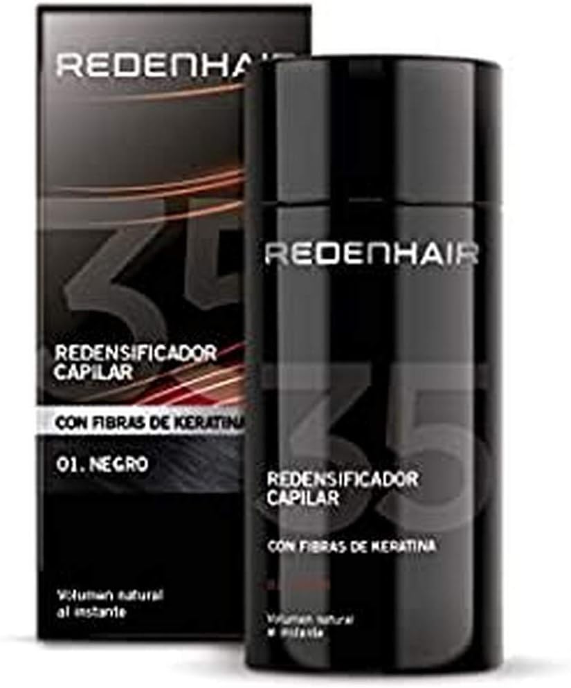 REDENHAIR - Capillary Redensifier - Hair Fibers - Keratin Capillary Microfibers - Colorfast - Resistant to Rain, Wind and Sweat - Alopecia Solution - Black Hair - 23 gr.