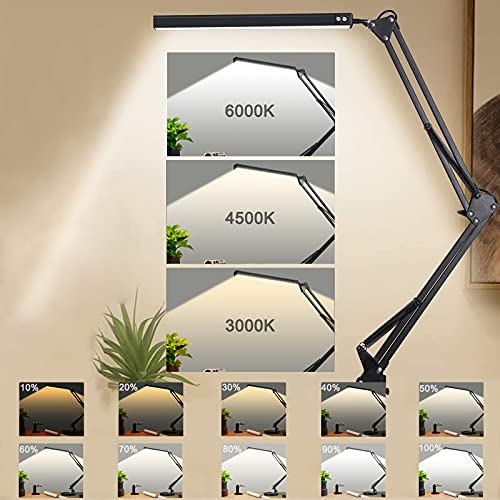 SKYLEO LED Desk Lamp with Clamp and Round Base,EyeCaring Desk Light