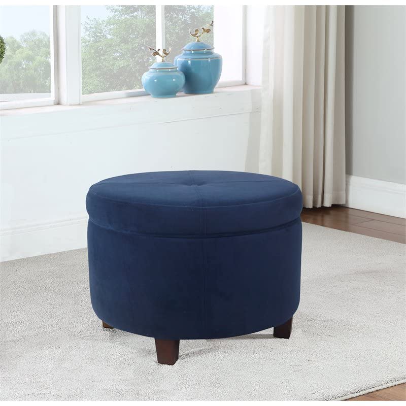 HomePop Large Velvet Storage Ottoman Navy Pricepulse