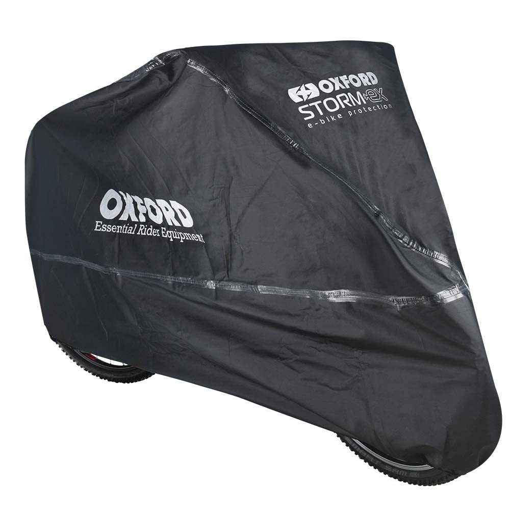 Oxford Stormex Single E-bike Cover, Premium Weatherproof Bike Cover With Durable Outer & Reflective Panels - Black