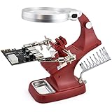 OLLGEN 10 LED Lighting 3X Main Lens 4.5X Accessorial Lens White Auxiliary Alligator Clip Magnifier Third Hand Soldering Solder Iron Stand