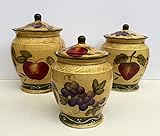 CANISTER SET,3PC CANISTER TUSCANY WINE GRAPE FRUITS