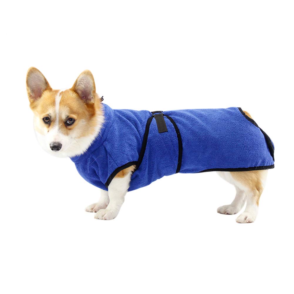 BbearT® Dog Bathrobe Microfiber Pet Bath Towels Super Absorbent Quick Drying For Cleaning Cats,Small Dogs Medium Dogs (M: Back Length-45cm, Blue)