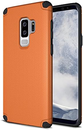 Galaxy S9 Plus Case, ClarksZone Slim Soft Silicone TPU Edge+PC Hard Back Anti-Shock&amp;Skid-proof High Impact Resistant Protective Cover Case for Samsung Galaxy S9+ Plus 6.2 inch- Orange