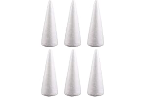 Happyyami 6pcs Craft Foam Cone White Foam Cones for DIY Home Craft Project Christmas Tree Table Centerpiece 24CM