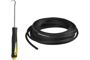 BAYTORY Window Screen Spline, 0.195" x 100' Replacement Round Black Window Screen Retainer Spline and Spline Removal Hook, Window Screen Repair for Installing Door Mesh Screens (0.195 in x 100 ft)