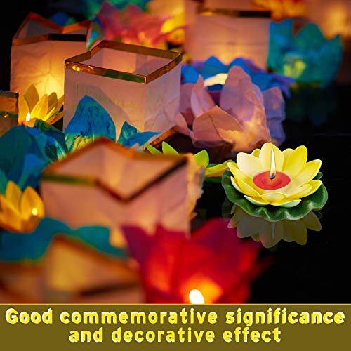 12 Pieces Lotus Floating Lanterns Floating Candles Light Artificial