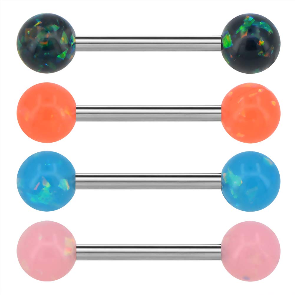Buy OUFER Opal Tongue Barbells Stainless Steel 14G Mixed Colors Body