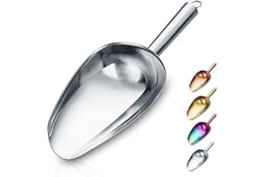 Berglander Stainless Steel Ice Scoop 6 OZ, Metal Ice Scooper For Ice Maker, Multipurpose For Candy Kitchen Bar Party Wedding Pet Animal Dog Food Scoop Beach Shovel (Silver)