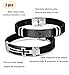 LOYALLOOK 2pcs Black Silicone Sport Wristband Bangle Bracelet Stainless Steel Religious Cross Our Father Prayer Design