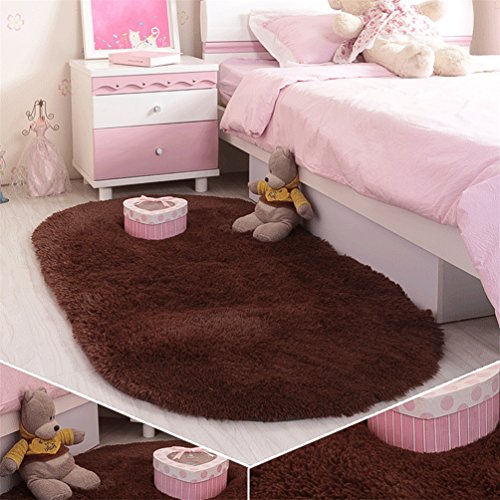 Moonrug Ultra Soft Fluffy Oval Area Rugs Shaggy Living Room Rug Solid Color Non Slip Bedroom Bedside Rug Runners 2 7 X 5 3 Coffee Buy Online In Bahrain Missing Category Value Products