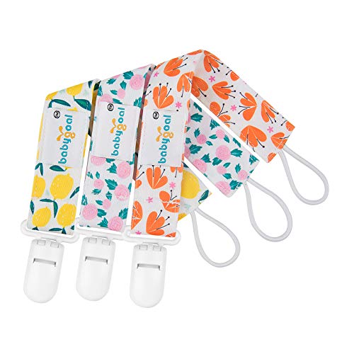 Babygoal Floral Pacifier Clips, 6 Pack Binky Paci Holder and Leash for