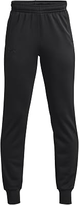 UA Armour Fleece Joggers Pantalones de deporte para niños, cálidos y cómodos pantalones para niño para el invierno, color negro/negro