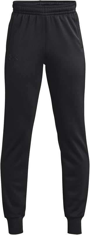 UA Armour Fleece Joggers Pantalones de deporte para niños, cálidos y cómodos pantalones para niño para el invierno, color negro/negro