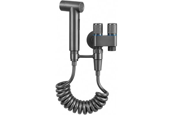 Handheld Bidet Sprayer for Toilet, Gunmetal Grey, Adjustable Faucet | Stainless Steel, Dual Control Valve, Adjustable Pressur