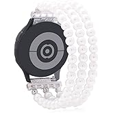 KAI Top Beaded Bracelet Compatible with Samsung Galaxy Watch 7 6 5 4 Band 40mm 44mm/Watch 6 Classic 43mm 47mm/Watch 5 Pro 45mm/Watch 4 Classic/Active 2 Band, 20mm Elastic Stretchy Wristband for Women