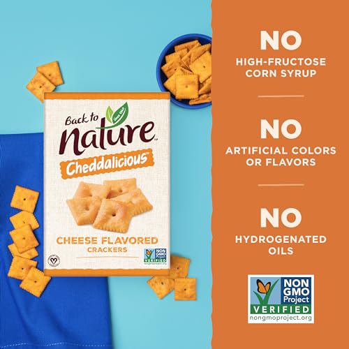 BACK TO NATURE CHEESE FLAVORED CRACKERS – NON-GMO, MADE WITH WHEAT FLOUR, VEGAN, DELICIOUS & QUALITY SNACKS, CHEDDALICIOUS, 6 OUNCE