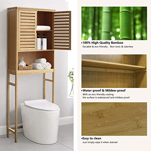 VEIKOUS Bamboo Over The Toilet Storage Bathroom Space Saver