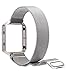 PUGO TOP Fitbit Blaze Bands with Frame, Stainless Steel Metal Magnetic Milanese Replacement Band for Fitbit Blaze Smart Watch (Silver Milanese Band with Silver Metal Frame, Large: 6” -9.4”)