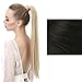 SARLA Ponytail Hair Extension Wrap Around Long Straight 24 Inch Synthetic Hairpiece for Women Off Black