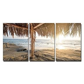3 Piece Canvas Wall Art - Tropical Beach Vacation - Modern Home Art Stretched and Framed Ready to Hang - 16"x24"x3 Panels