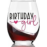 Ymzkpoa Birthday Girl,Cute Birthday Stemless Wine Glass Gifts for Women,Sister,Friends,Daughter,Niece,21th 30th Happy Birthdays Decoration Party Supplies for Her -47