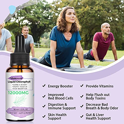 Chlorophyll Liquid Drops Organic for Detox & Metabolism, Immune System Support, Weight