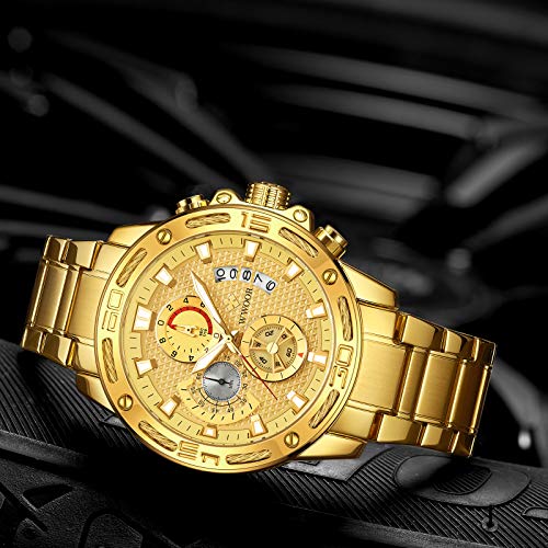 Men\'s Luxury Quartz Stainless Steel and Metal Mens Chronograph Wrist Watches for Men Waterproof Casual Wrist Watch with Date