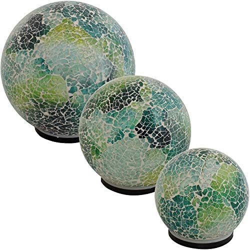 Sunnydaze Tabletop Lighted Garden Gazing Globes with Mosaic Design
