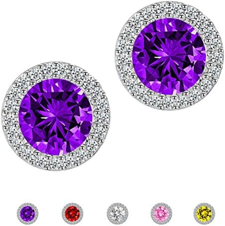 anmaoStud Earrings for Women Fashion Cubic Zirconia Halo Earrings for Women Men
