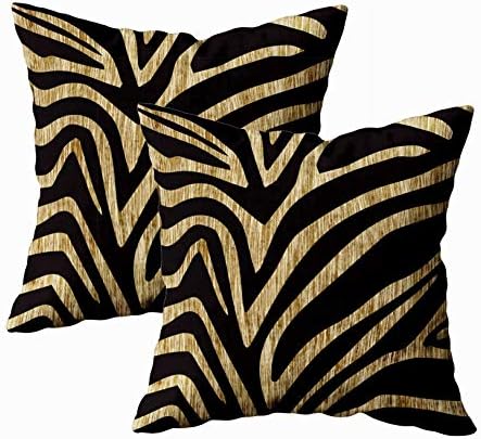 EMMTEEY Home Decor Throw Pillowcase for Sofa Cushion Cover,Zebra Decorative Square Accent Zippered and Double Sided Printing Pillow Case Covers 18X18Inch，Set of 2