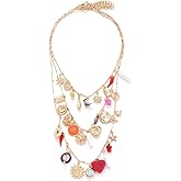 LUREME Boho Beach Necklace - 3-Layer Golden Charm Pendant Necklace for Women, Adjustable Layered Jewelry (nl006378)