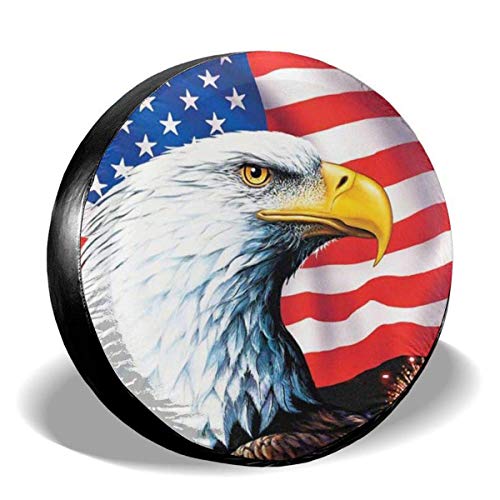Uktly Spare Tire Cover American Flag Eagle Jeep Trailer RV SUV Truck 14 15 16 17 Inch Wheel, Polyester Universal Sunscreen Waterproof Dustproof and Corrosion Proof Wheel Cover - Thumbnail 6