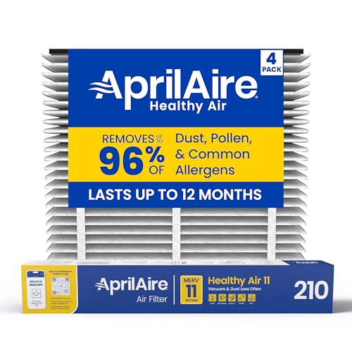 Genuine AprilAire 210 Replacement Filter for AprilAire Whole-House Air Purifiers - MERV 11, Clean Air & Dust, 20x25x4 Air Filter (Pack of 4)